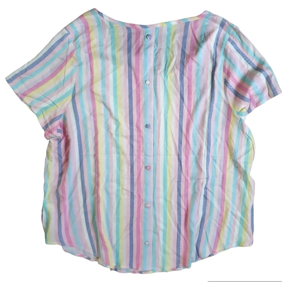 NWT Torrid Button Back Stripe Abbey Rayon Slub Top L / 12 - Picture 9 of 10